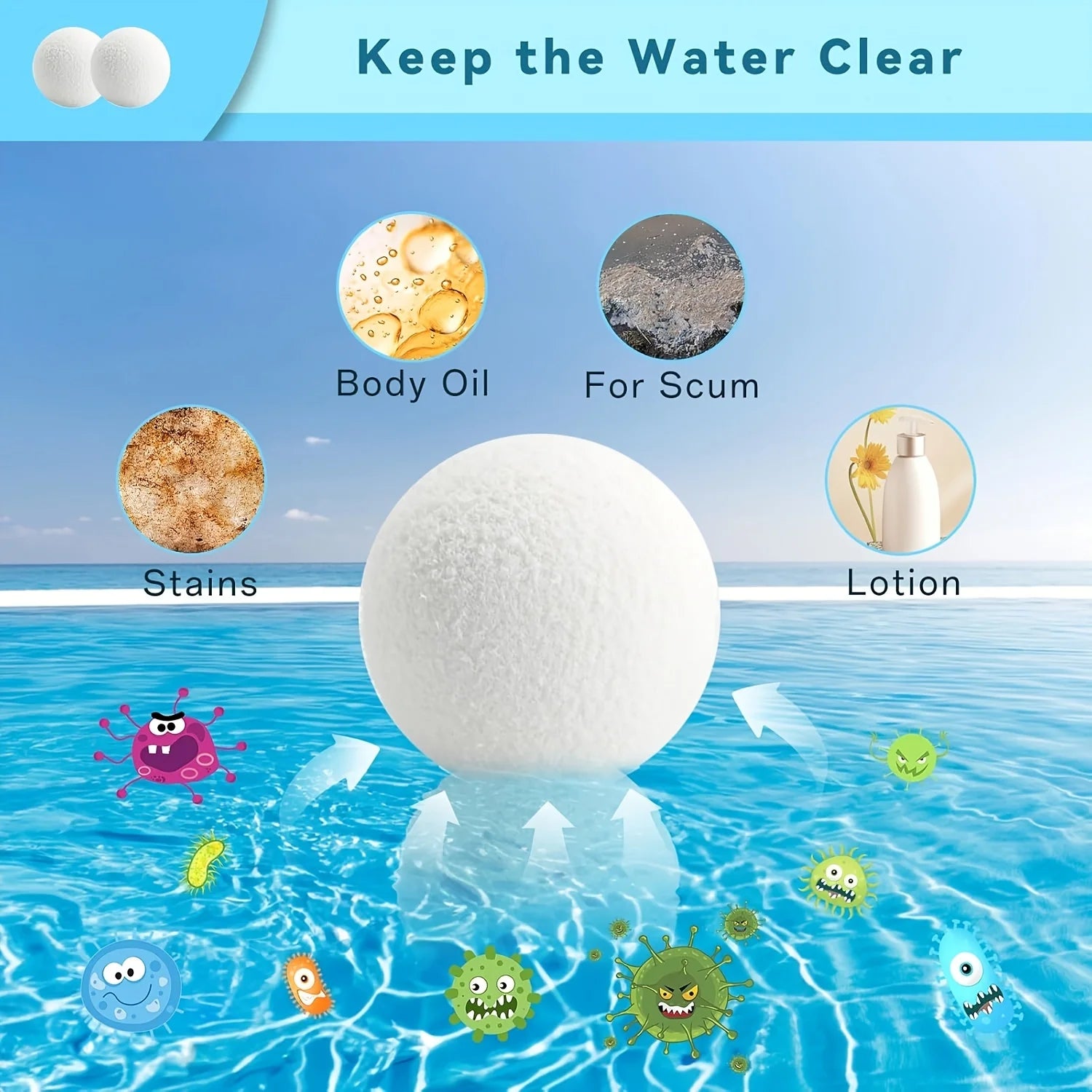 Efficient And Convenient - 4pcs Pool Cleaning Balls - Quick Absorption And High-Efficiency Dirt Removal, Reusable SPA, Hot Tub Oasis Select