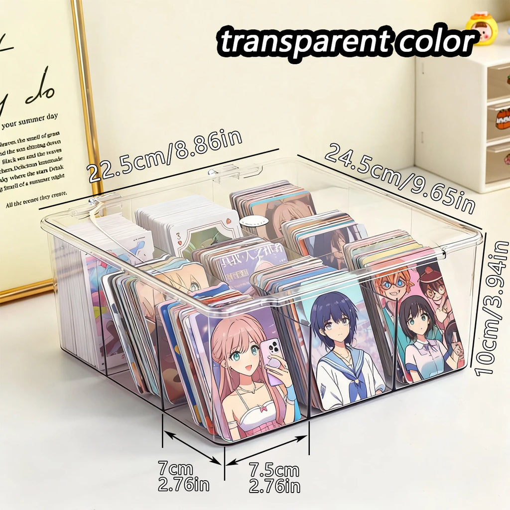1pc Multifunctional Transparent Black/Transparent Acrylic Card Storage Box with 9 Compartments That Can Hold Over 1500 Postcards Oasis Select transparent