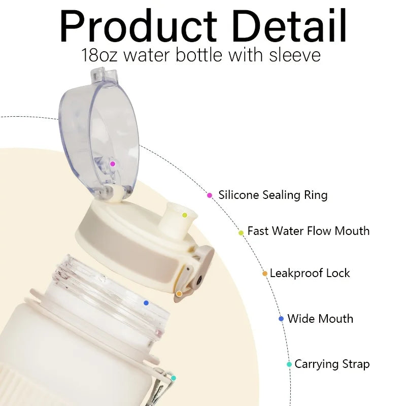 530ml BPA-Free Plastic Water Bottle with Lid and Strap - for Hiking, Fitness, and Casual Use Durable Water Container Bottle Oasis Select