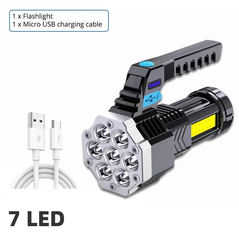 Solar COB LED Flashlight & Power Bank | Waterproof Camping Lamp