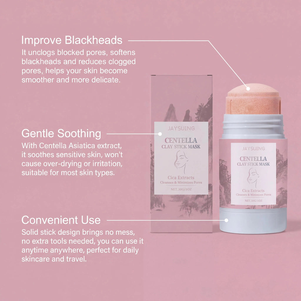 Centella Asiatica Clay Stick Deep Cleansing Remove Blackheads Minimize Pores Oil Control Hydrating Face Skin Care Mud Mask Stick Oasis Select
