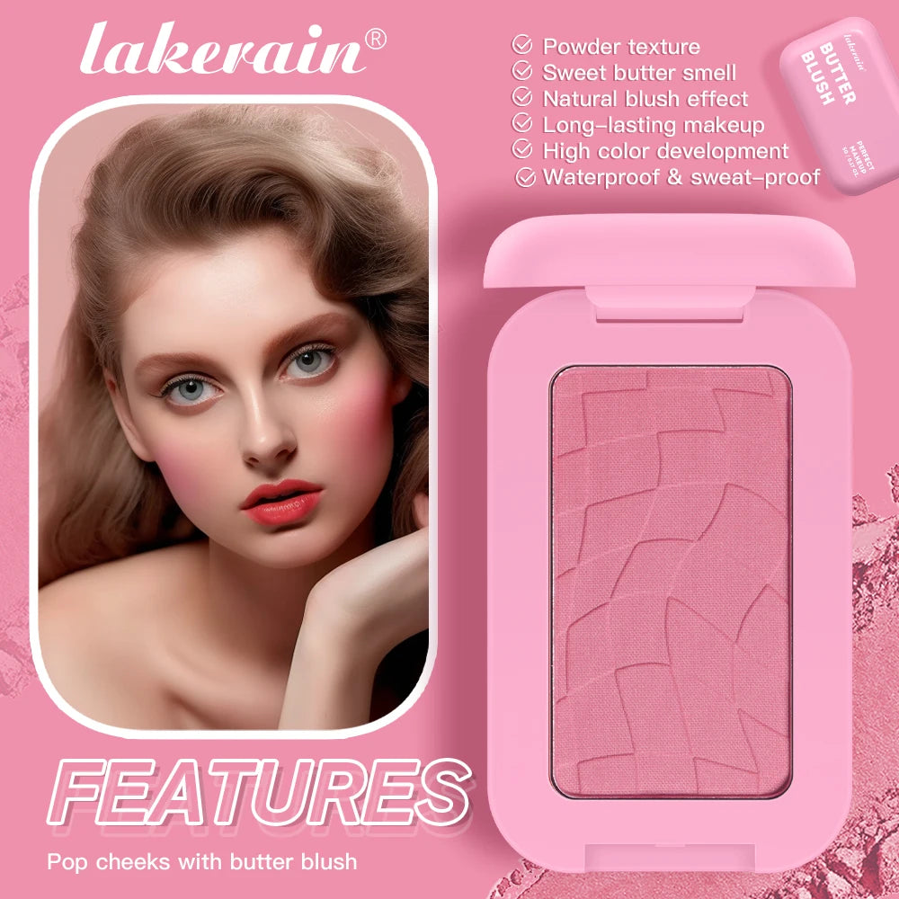 Lakerain Butter Blush High Color Rendering Brightening Makeup Long-lasting Makeup Effect Waterproof Sweat-proof Butter Blush Oasis Select