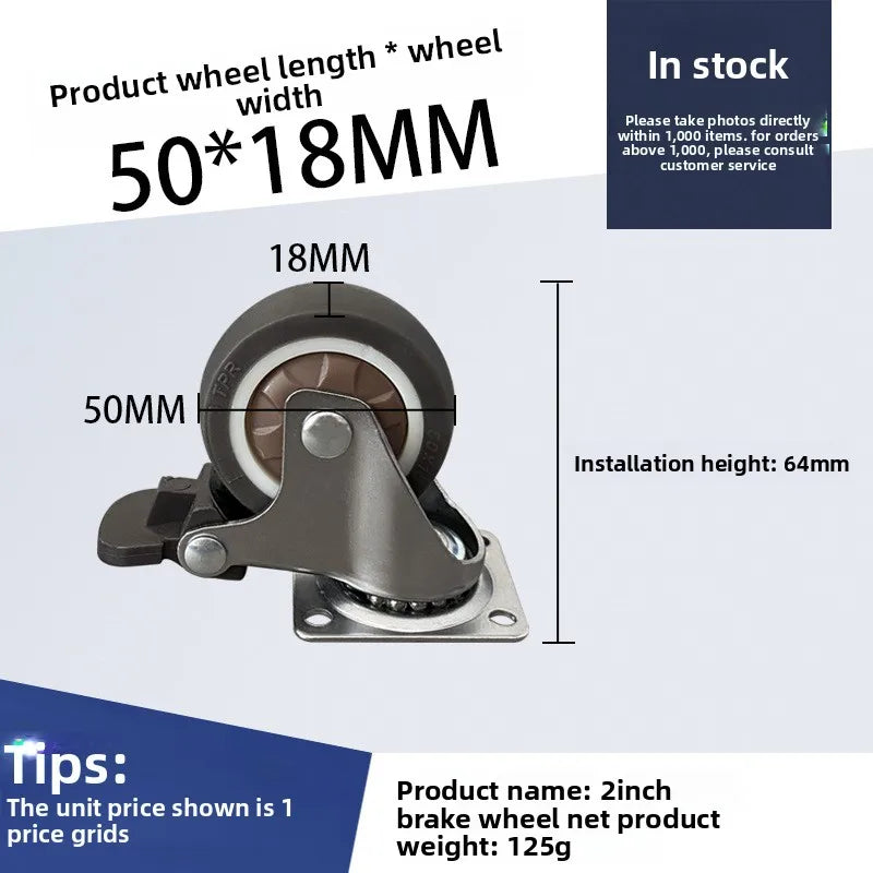 4pcs 1 1.25 1.5 2 Inch Furniture Caster Soft Rubber Universal Wheel Swivel Caster Roller Wheel For Platform Trolley Accessories Oasis Select 2 inch C