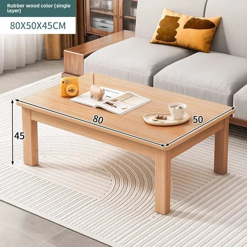 Coffee table new Chinese style living room rectangular solid wood leg tea table office tea table small apartment low table Oasis Select DCXJM-80x50