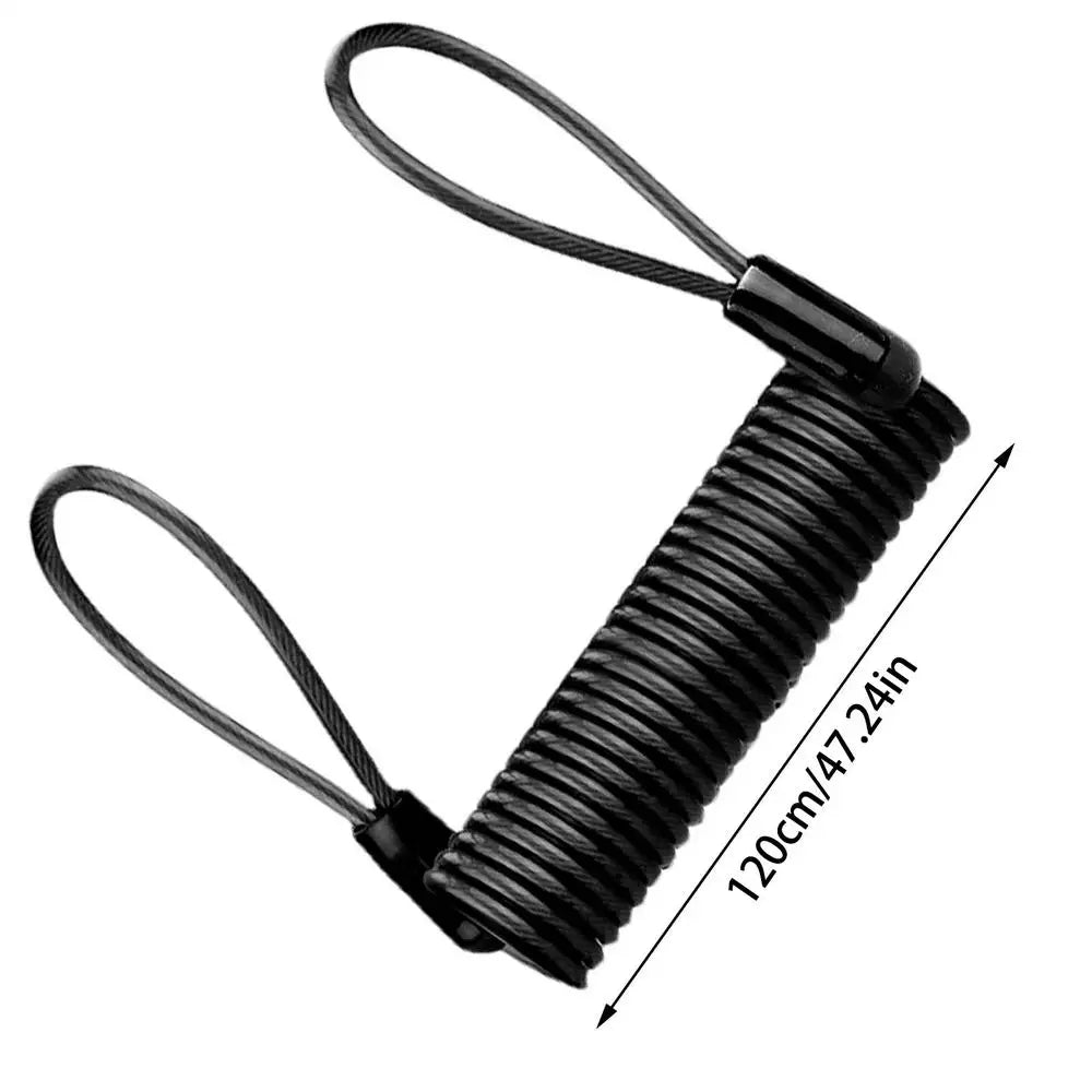 Lock Reminder Cable Disc Lock Cable For Antitheft Protection Security Steel Wire Spring Reminder Rope For Motorbike Helmets Lock Oasis Select Black