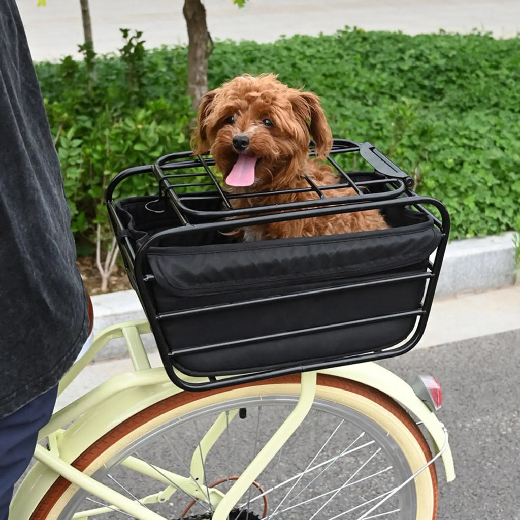 Bike Pet Carrier Cargo Basket Bike Basket Carbon Steel Heavy Duty Enclosed for All-Weather Road Cycling City Riding Commuting Oasis Select