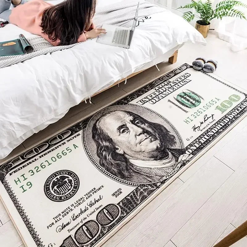 Euro Dollar Rug Bedroom Living Room Carpet Hallway Long Strip 3D Carpet Anti-slip Floor Mat Soft Kitchen Mat Home Room Decoratio Oasis Select