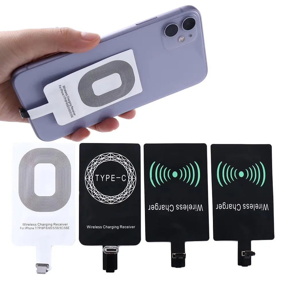 For iPhone 5 5S SE 6 6S 6Plus 7 Plus Android Type-C Adapter Qi Wireless Charging Induction Patch Charge Coil Receiver Charger Oasis Select