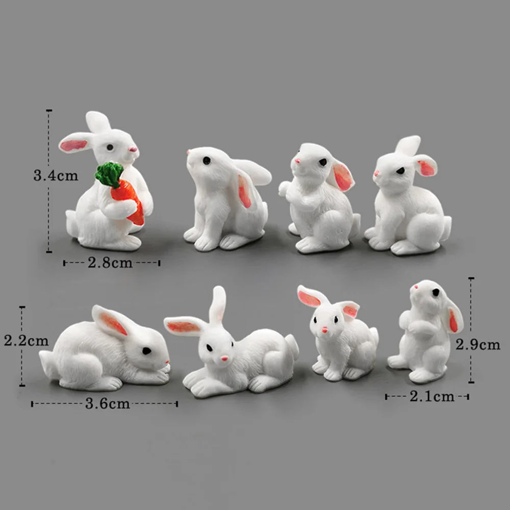 Fairy Garden Micro Landscape Resin Bunny Statue Miniature Rabbit Figurine Dollhouse Ornament White Hare Mini Animal Oasis Select