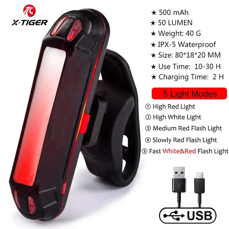 X-TIGER Bike Rear Light Super Bright Led Bicycle Light USB Rechargeable Seatpost Fork Light Safety Warning Bicycle Taillight Oasis Select 04