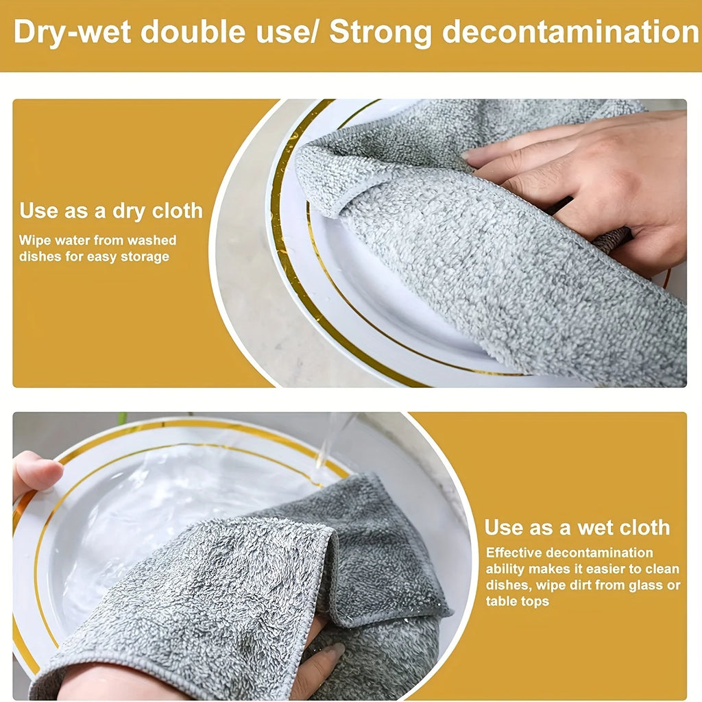 10/20PCS Super Absorbent Dishwashing Towels, Cloths, Cleaning Cloths - Thick Quick Drying Bamboo Charcoal Fiber Car Wash Cloth Oasis Select