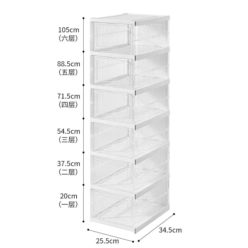 Installation-free thickened shoe box transparent shoe storage box shoe rack plastic foldable multi-functional shoe cabinet Oasis Select 6 high white