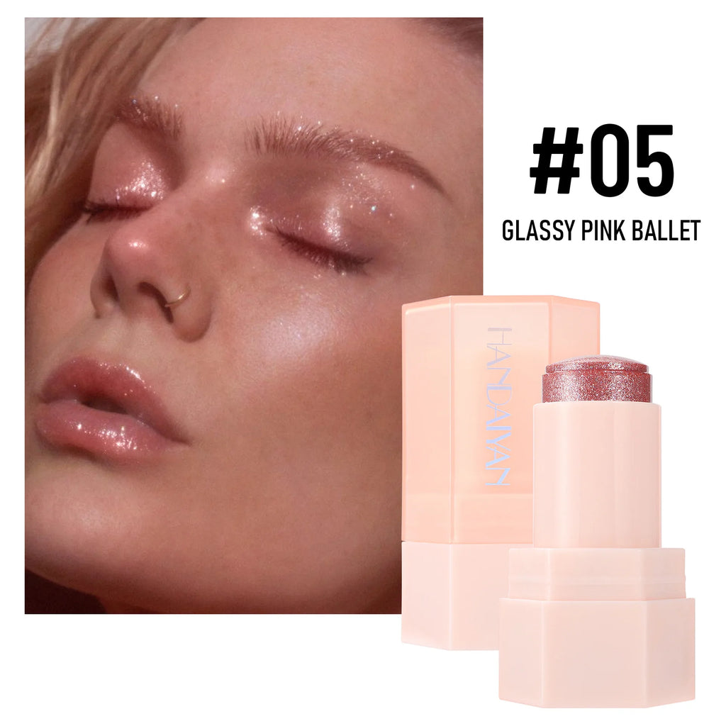 6 Shade Creamy Highlighter Stick Stunning Shimmer Glow For Cheekbones Lips Face Body Smooth Blendable Makeup Oasis Select 05 GLASSY PINK