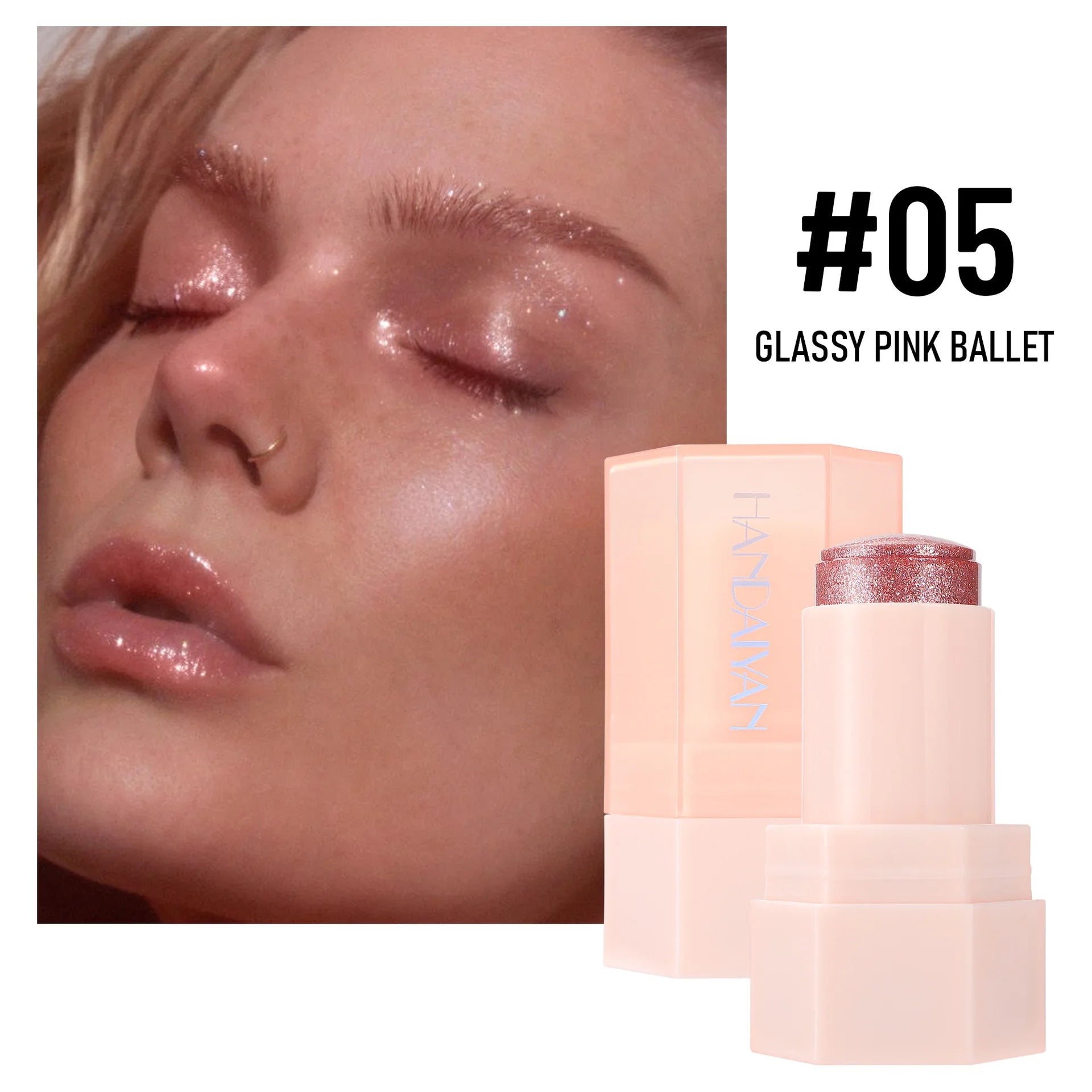 6 Shade Creamy Highlighter Stick Stunning Shimmer Glow For Cheekbones Lips Face Body Smooth Blendable Makeup Oasis Select 05 GLASSY PINK