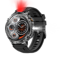 Military 1400mAh Battery Smart Watch Men Outdoor Flashlight Waterproof Heart Rate BT Call Sports Bracelet Health Smartwatch SOS Oasis Select BKBKS