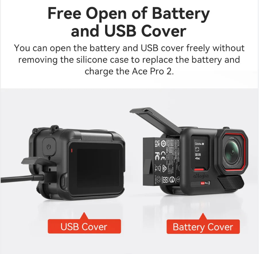 Insta360 Ace Pro 2 Silicone Case + Lens Cover & Neck Strap