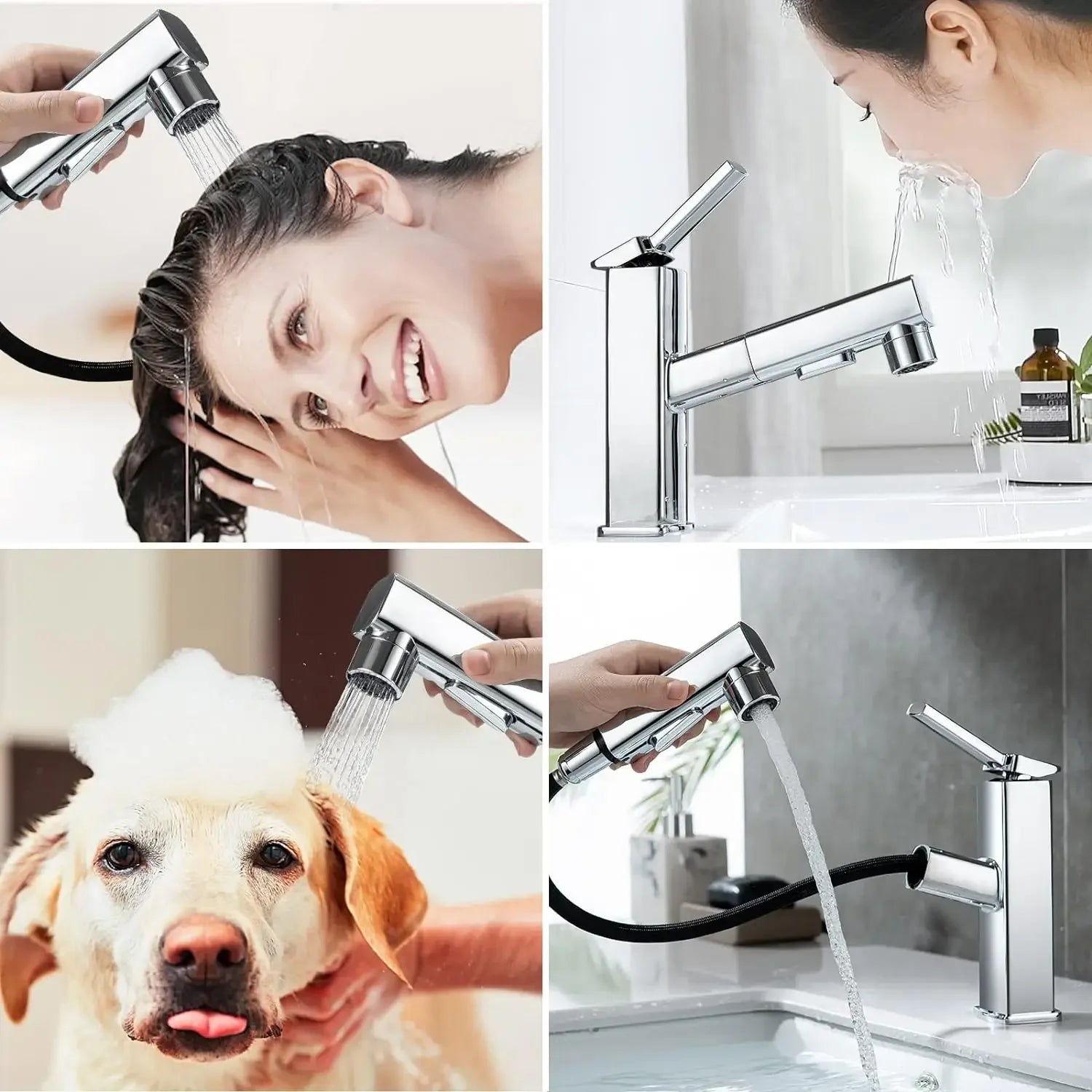 3 Patterns Bathroom Pull Out Taps Faucet with Pull Down Spray Swivel Spout Faucet Bathroom Sink Single Hole Pull Out Faucet Oasis Select