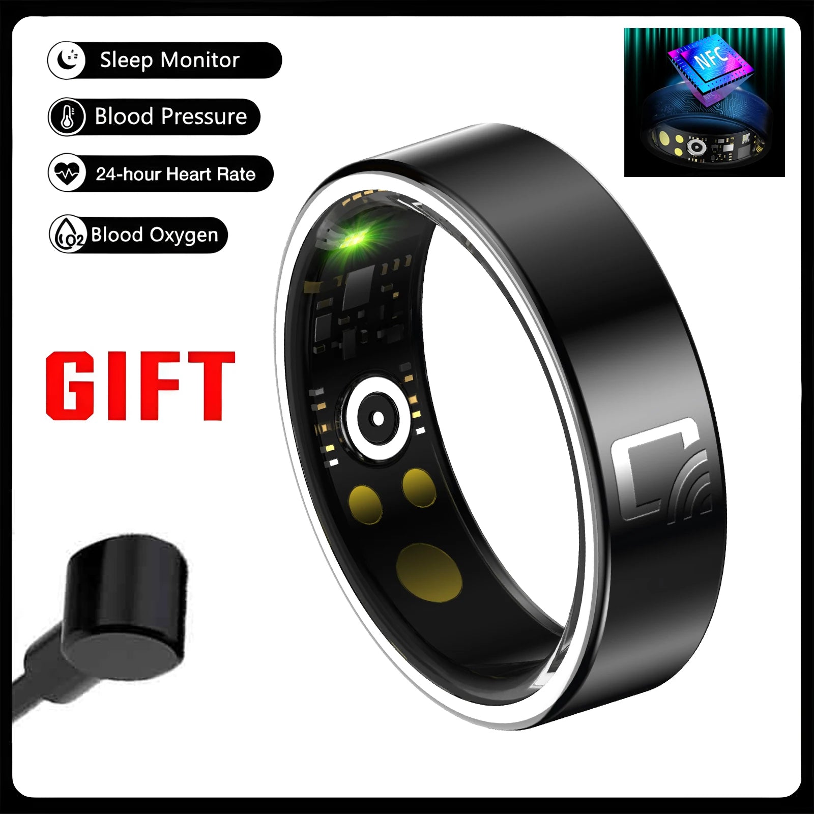 R20 Ceramic Smart Ring – NFC, Heart Rate & Sleep Tracker
