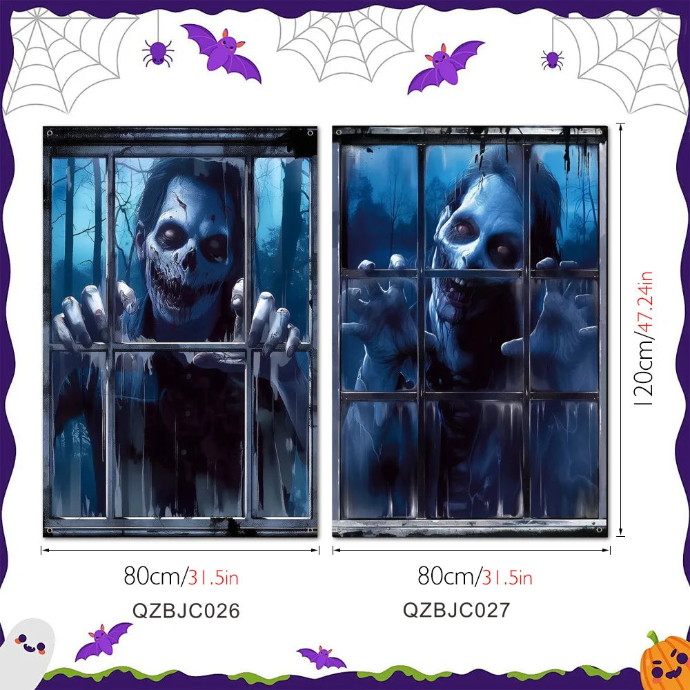 New Halloween Horror Eye Character False Window Decoration Holiday Window Costume Decoration Oasis Select QZBJC026 QZBJC027 With 10m ribbon