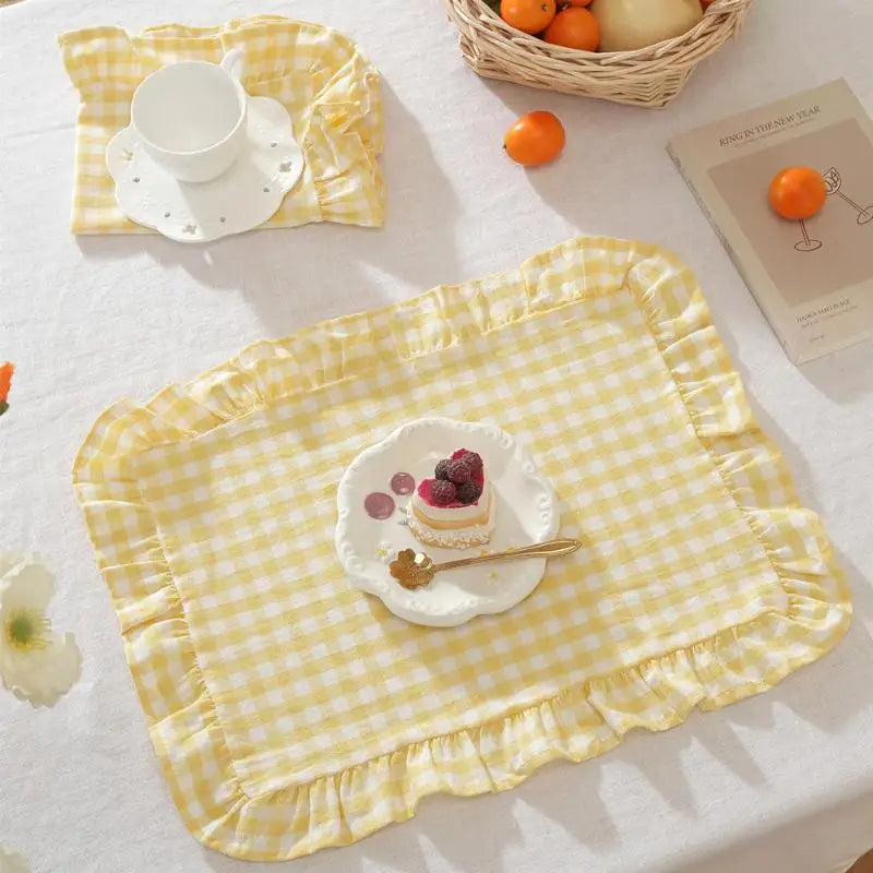 Pink Blue Stripe Ruffle Placemat – Kitchen & Dining Table Decor