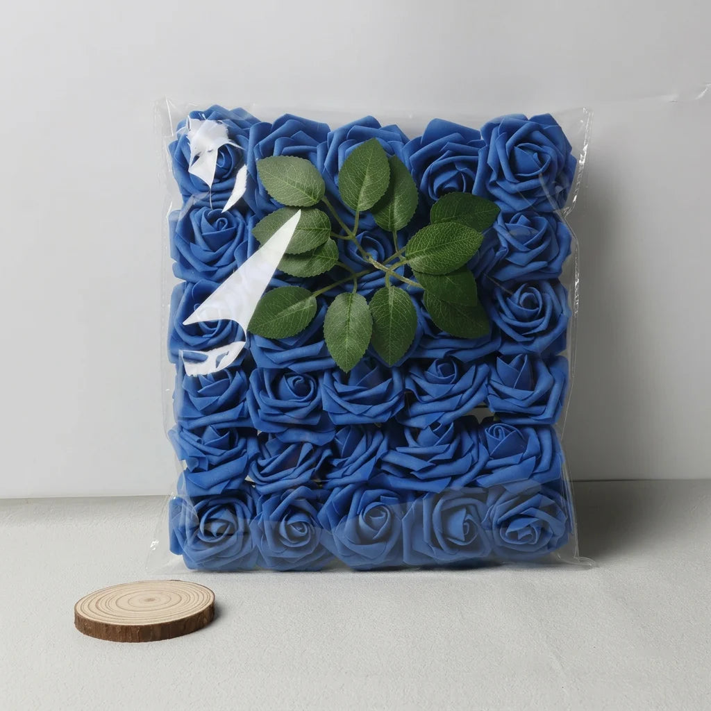 30 Pieces Artificial PE Foam Roses Fake Rose Flowers for DIY Bridal Bouquet Wedding Valentine's Day Party Decoration Oasis Select Royal Blue-30pcs