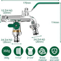 Garden Hose Brass Tap Faucet Adapter 1/2'' IBC Water Tank Connector 2-Way 1-Way Irrigation Joint Replacement Fitting Ball Valve Oasis Select Green