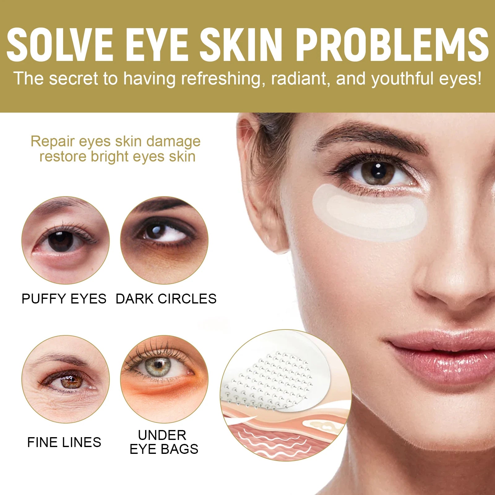 Hyaluronic Acid Microneedle Eye Patches Reduces Dark Circles & Puffiness Fade Fine Lines Under Eyes Nourishes Delicate Eye Skin Oasis Select