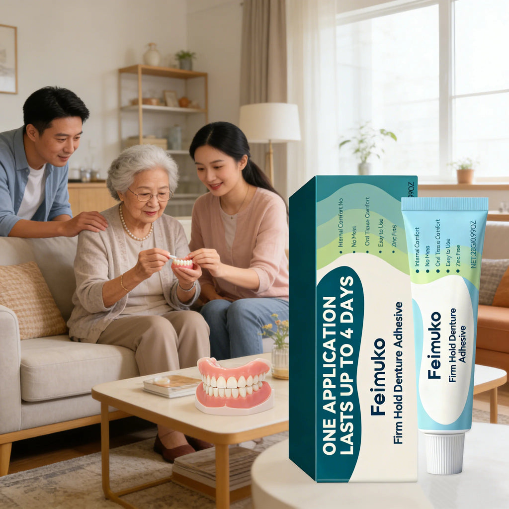FEIMUKO Denture Adhesive Cream – Firm Hold & Gum Relief