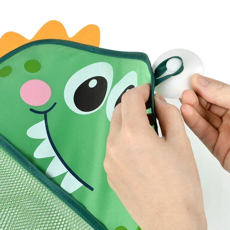 1pc Suction Cup Bath Toy Storage Bag, Mesh Hanging Organizer for Bathtub, Portable Travel Dinosaur Animal Baby Bath Basket Oasis Select