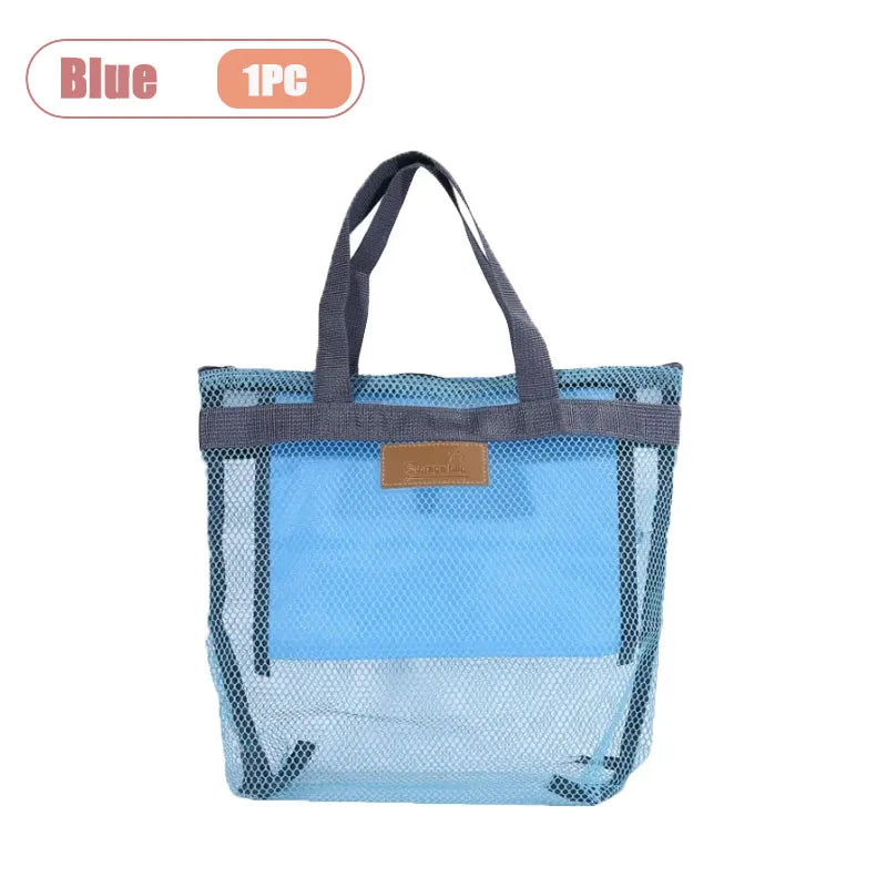1-5PCS Large Mesh Beach Tote Bag for Swimming Pool Travel Portable Handy Storage Pouch for Wet Clothes Toiletries Towel Oasis Select Blue-1PC