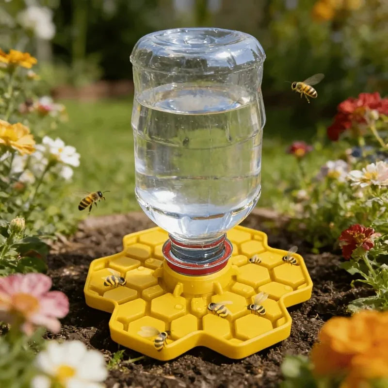 Bee Water Feeder with Perch Safe Honeybee Drinking Station Honeycomb Tray Practical Beekeeping Supplies for Garden Patio Oasis Select