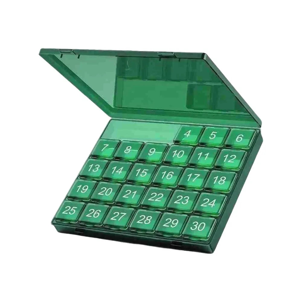 30-Day Monthly Pill Organizer – Transparent Leakproof Case