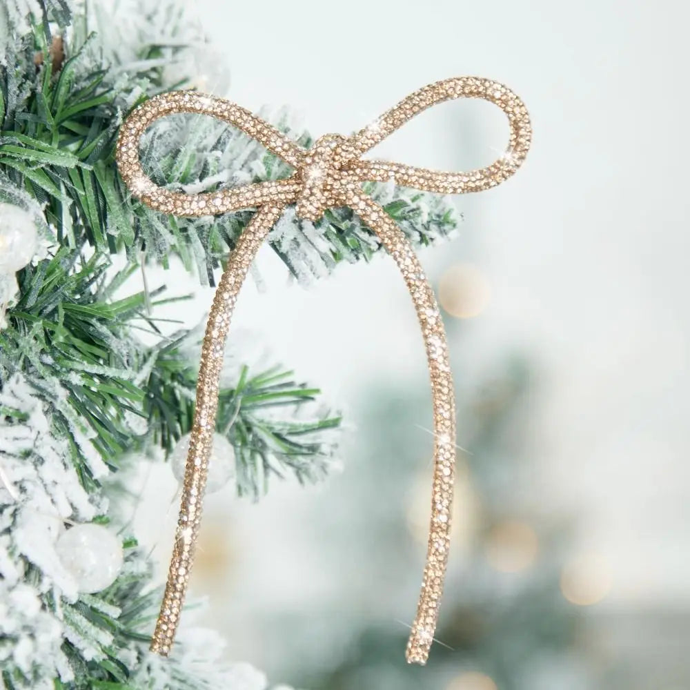 Glitter Rhinestone Christmas Bows Set of 6 | Twist Tie