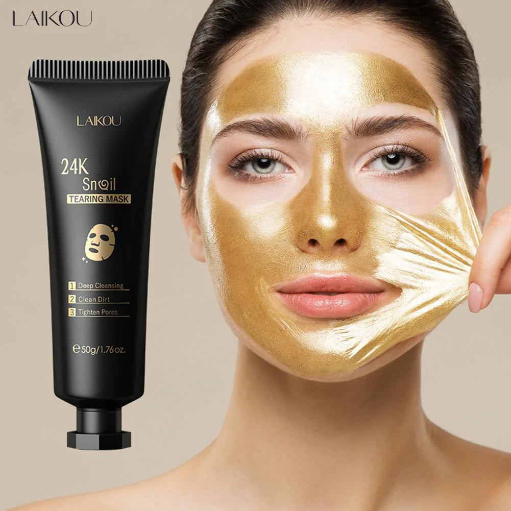 LAIKOU 24K Gold Snail Peel Off Mask Pore Cleaner Blackhead & Dirt Remover Facial Brightening Skin Care 50g Oasis Select
