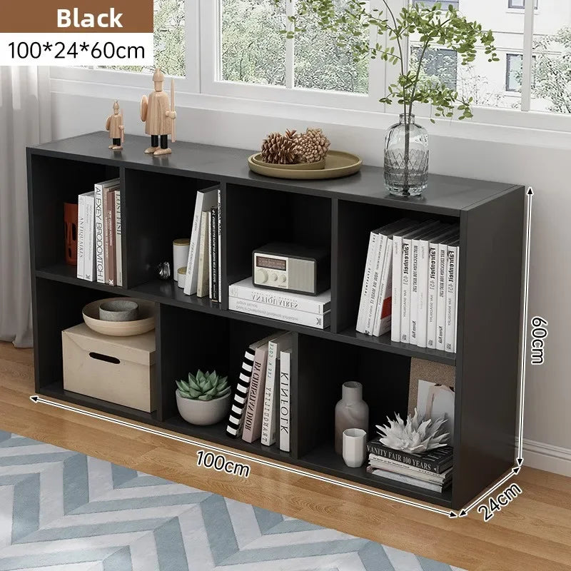 Bookshelf Bookcase Floor Shelf Home Living Room Study Combination Locker Bedroom Low Cabinet Oasis Select Black 100-24-60