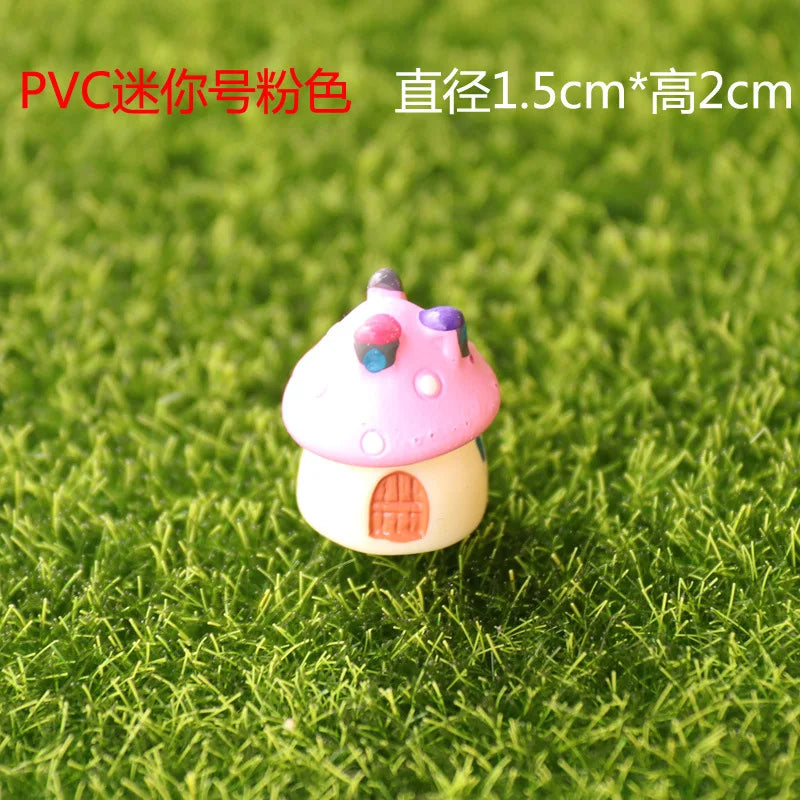 Mini Resin Moss Micro Landscape Decor Outdoor Fairy Miniature Garden Mushroom House Ornaments Handicraft Flower Pot Accessories Oasis Select XS-pink