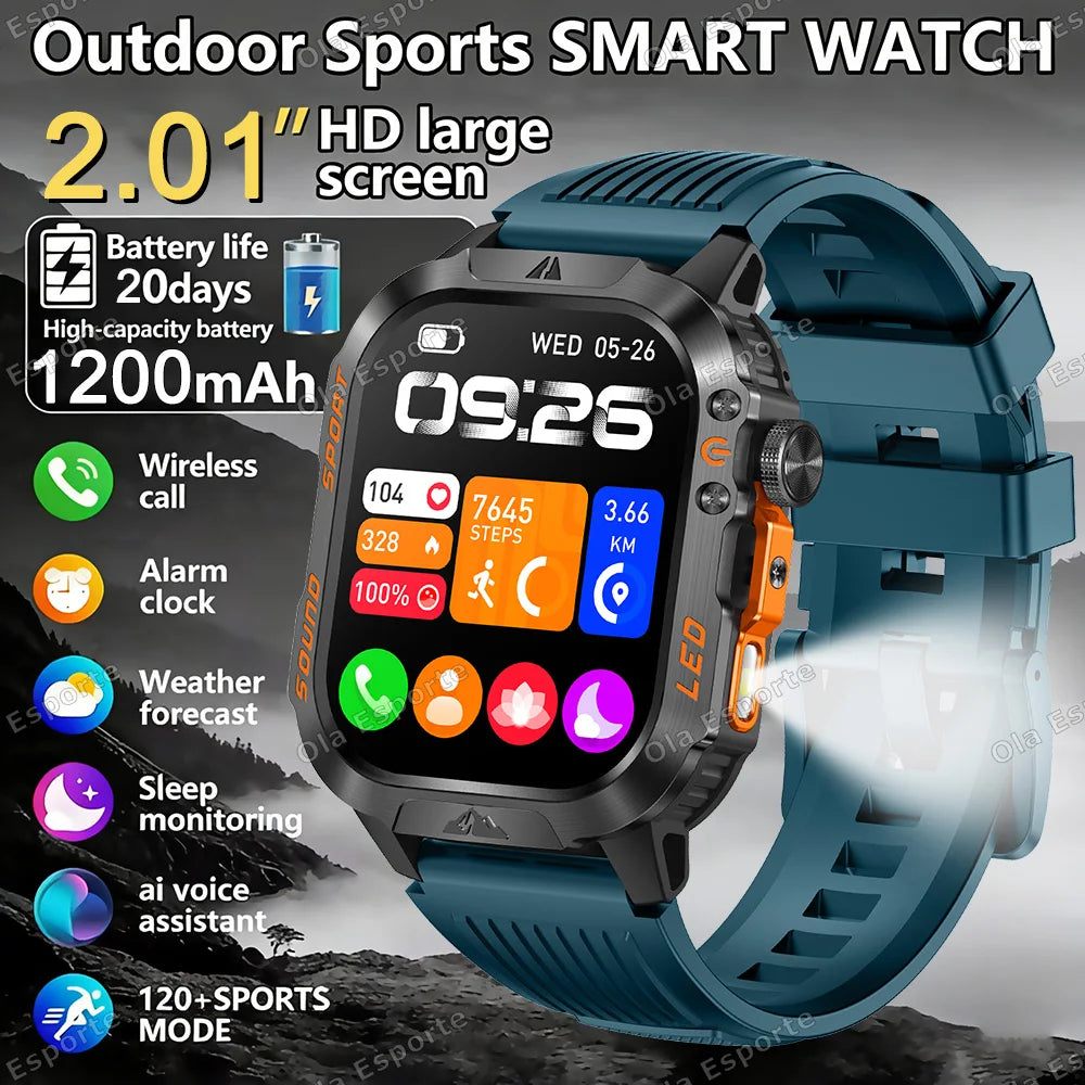 Ola Esporte HT30 Military Smartwatch | LED Flashlight & BT Call