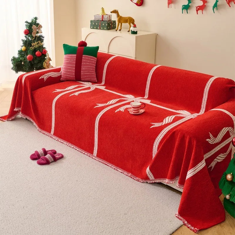 New Christmas Sofa Towels with A Festive Atmosphere All Inclusive Snow Neil Festive Skin-friendly and Soft Home Furnishings Oasis Select