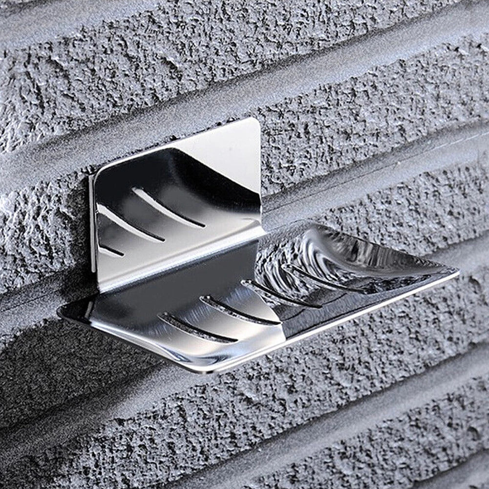 Soap Holder Dish Wall Mount Adhesive Tray Storage Dish Bathroom Shower Plate Box Stainless Steel Rack Oasis Select