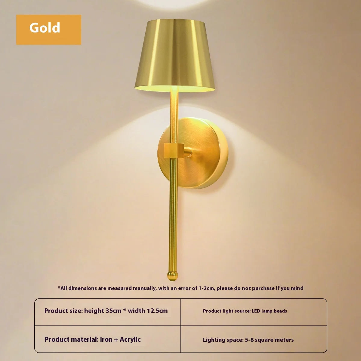 American-style No-wiring Bedroom Bedside Lamp Living Room Decoration Remote-controlled Gold Wireless Charging Dimmable Wall Lamp Oasis Select Gold 1PCS Top touch version