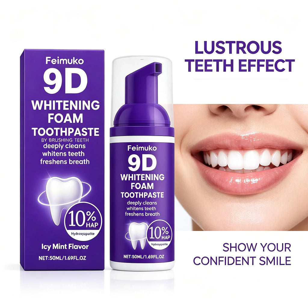 2026 New 9D Whitening Foam Toothpaste 10% Hydroxyapatite Deep Cleaning Fresh Breath Brighten Teeth tain Removal Oral Care 50ml Oasis Select