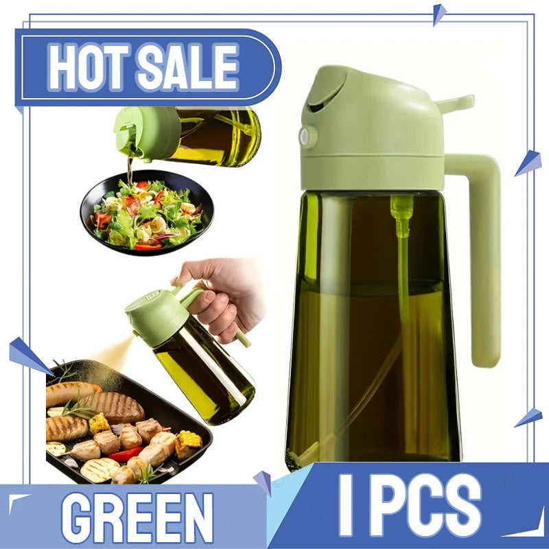 2in1 Kitchen Spray Oil Dispenser Oil Sprayer Polisher Or Only Brush Spray for Air Fryer Salad Grilling Roasting Cooking Kitchen Oasis Select Upgraded-1PCS-green