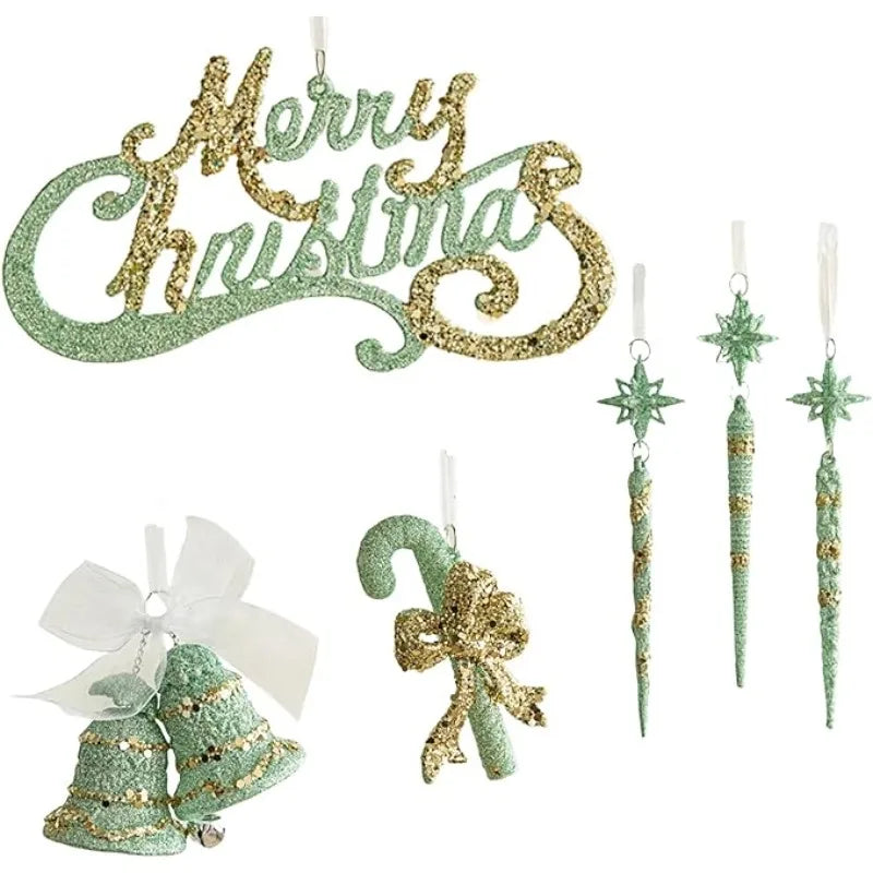 Christmas Painted Green Cone Balls Hanging Pendants Merry Christmas Tree Decoration for Home Xmas Ornament Gift Navidad Oasis Select