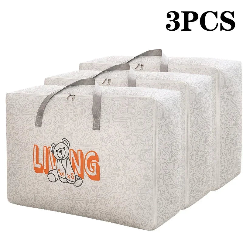 1-5Pcs Clothes Quilt Storage Bag Waterproof Moistureproof Large Capacity Luggage Bag Packing Bag Thickened Non-woven Storage Bag Oasis Select XL 3PCS