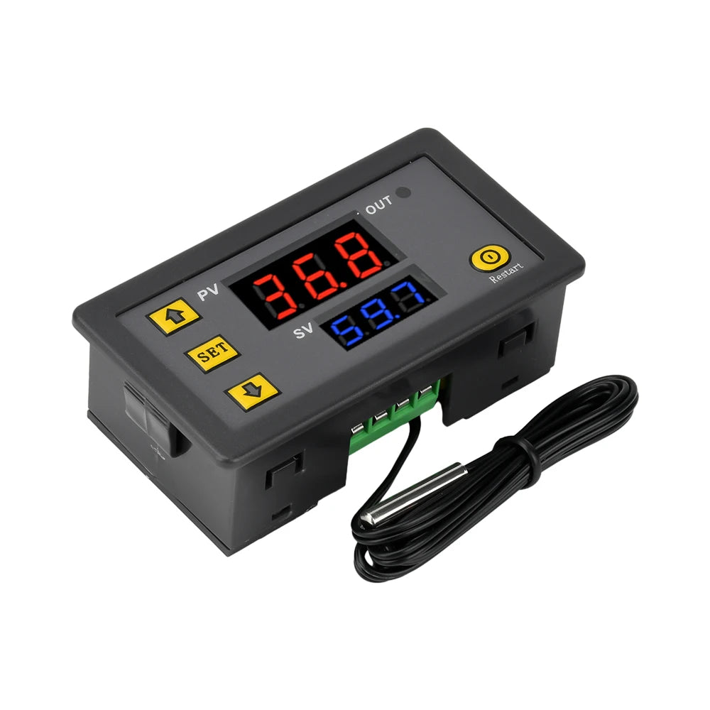 W3230 LED Digital Temperature Controller Thermostat Temperature Control Switch Sensor Red Blue Display Meter DC 12V 24V AC110-22 Oasis Select
