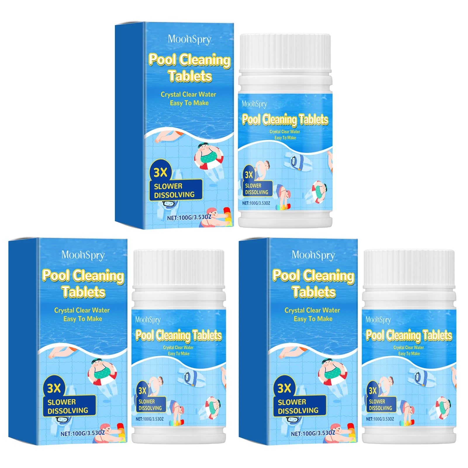 Pool Cleaning Tablets – Chlorine, Algaecide & Clarifier | All Pools Pool Cleaning Tablets Oasis Select 3pcs