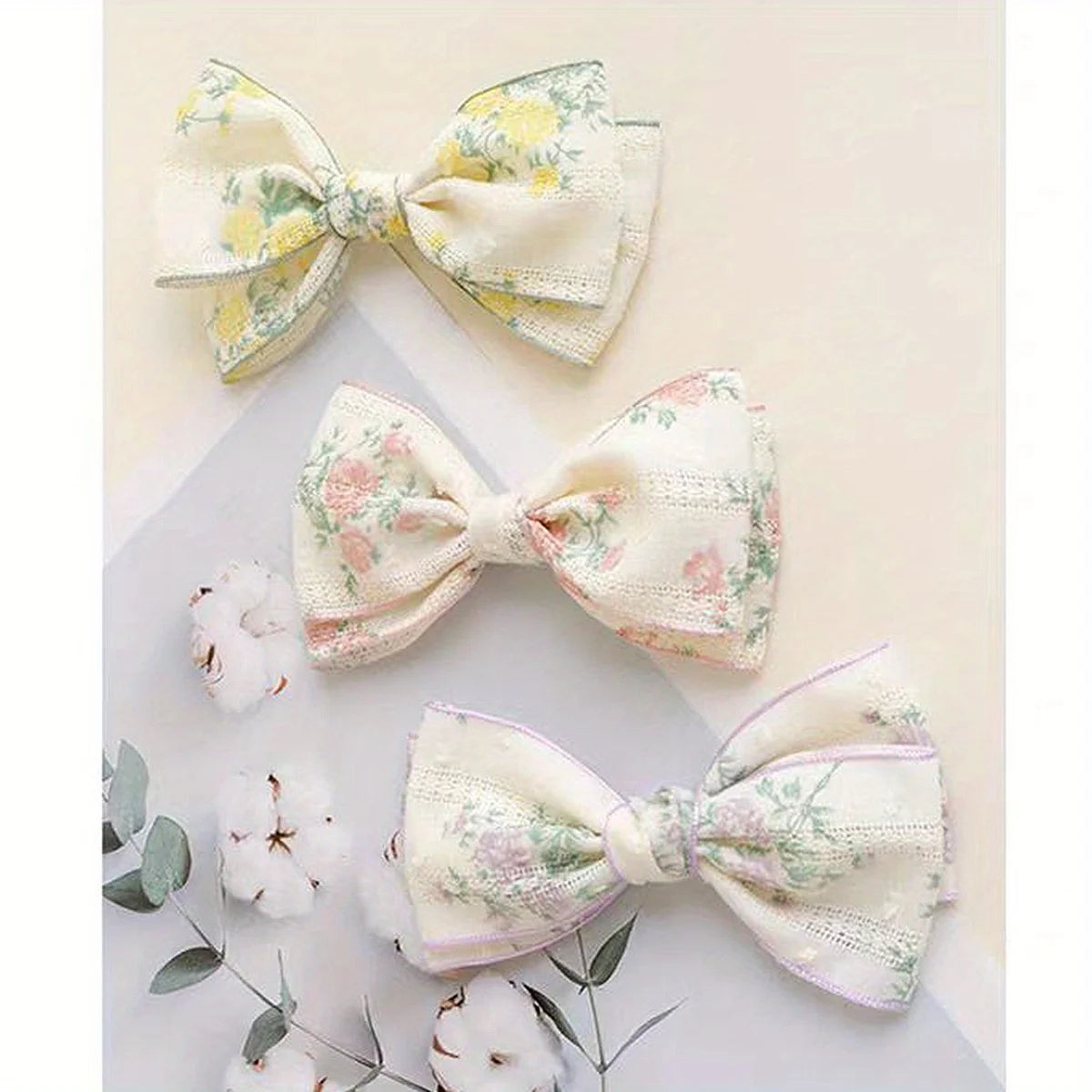 DIY Sweet Cotton Floral Prints Bow Hair Clips for Baby Girls Lovely Ribbon Bowknot Hairpins Barrettes Party Headwear Gift Oasis Select