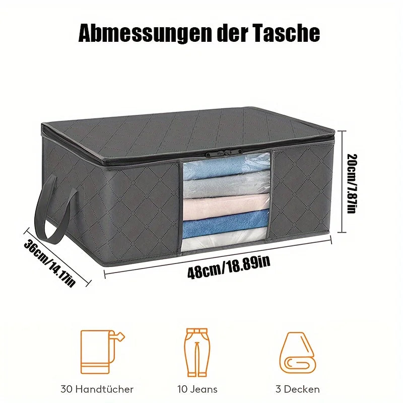 35L Fabric Storage Bags with Clear Viewing Windows - Quilted, Foldable Organizer Boxes for Clothes, Toys, Blankets & Bedding Oasis Select
