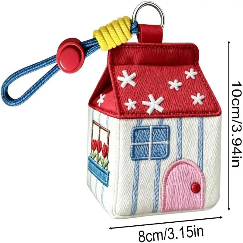 Red House Earphone Coin Storage Bag Keychain Pendant High Aesthetic Value Car Decoration Gifts Youth Campus Style Oasis Select Default Title