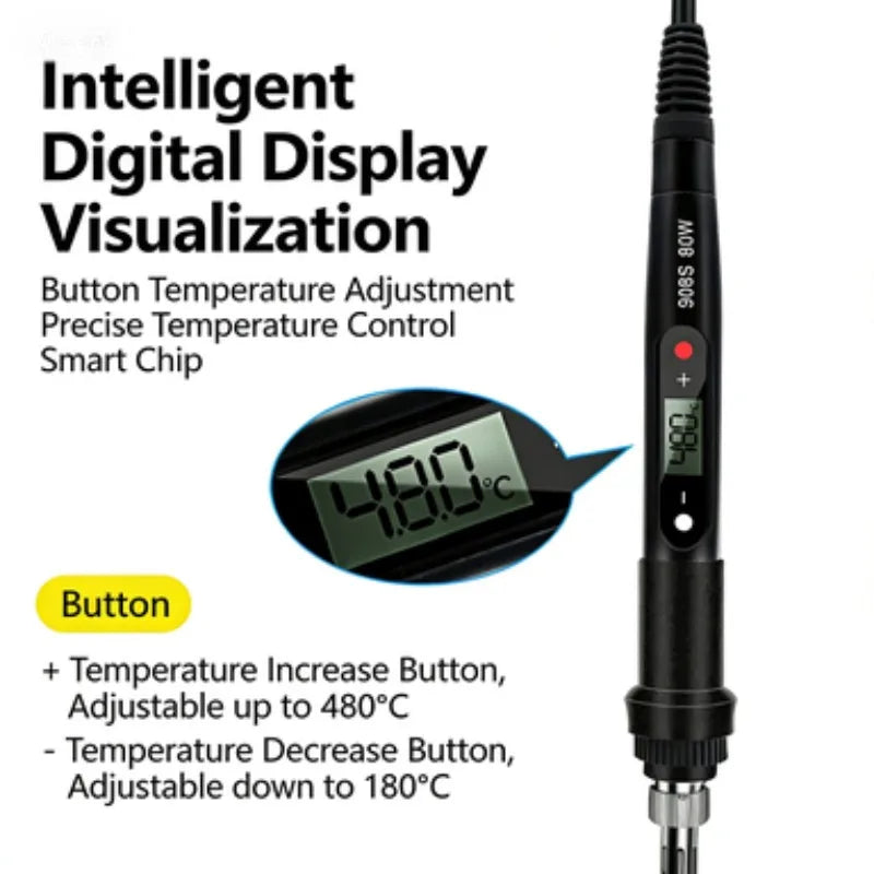 SLADE 908S 80W LCD Digital Soldering Iron – Adjustable Temp Electric Soldering Iron Oasis Select